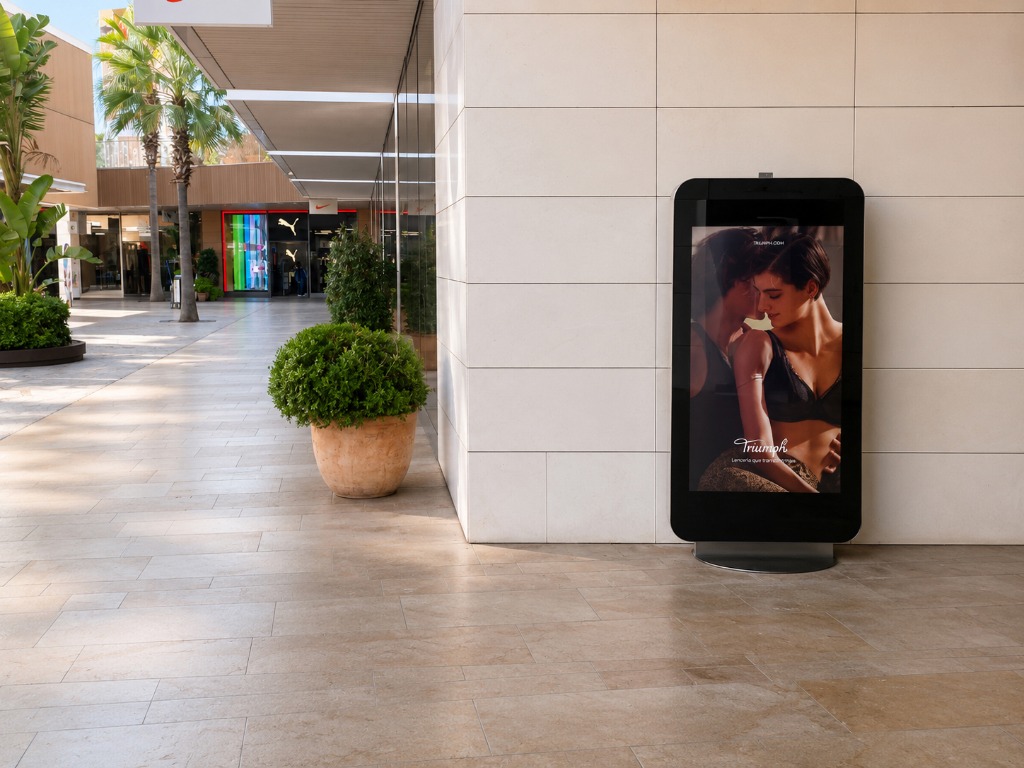 Totem digital Triumph en exterior de centre comercial