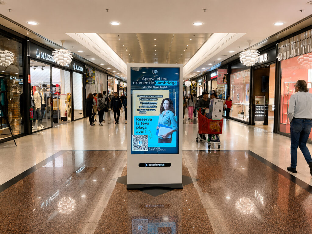 Pantalla publicitaria al Mataro Parc amb l'anunci de Wall Street